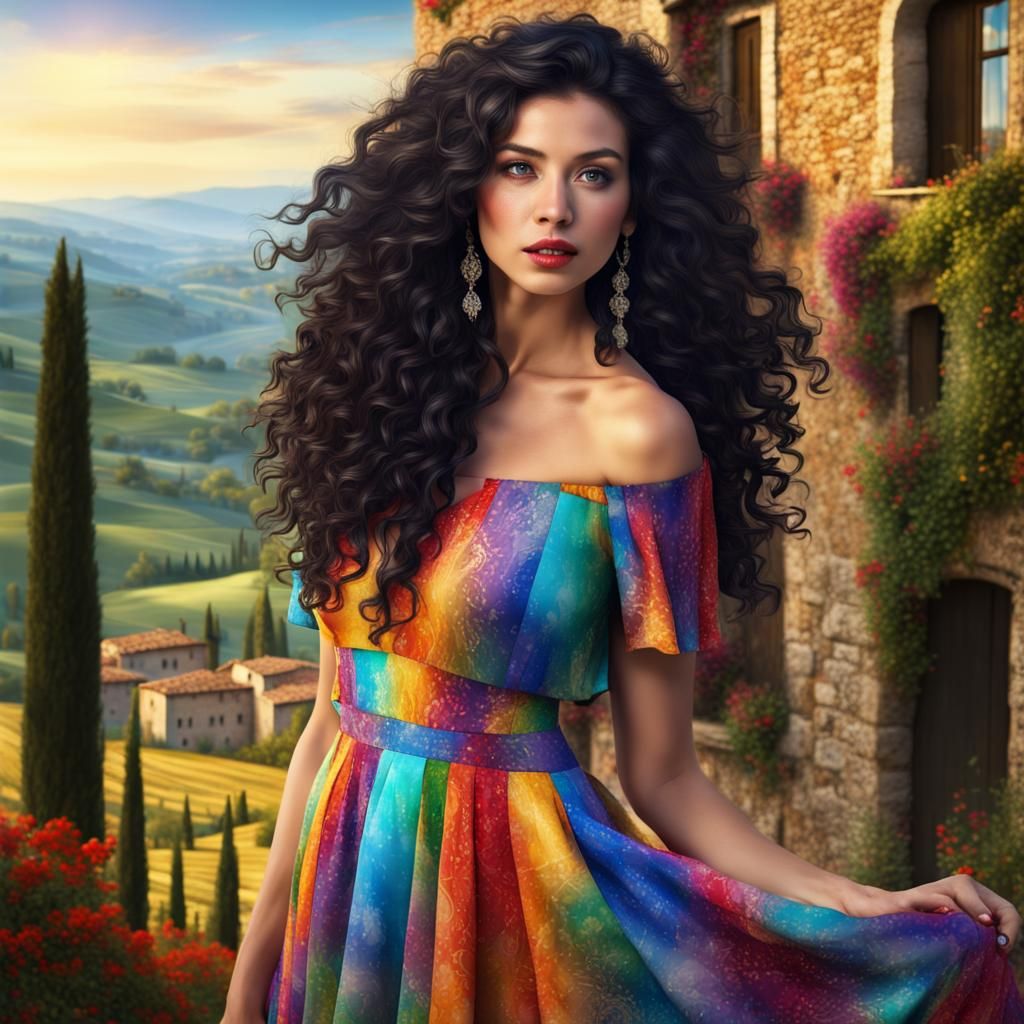 Beautiful woman in Tuscany.