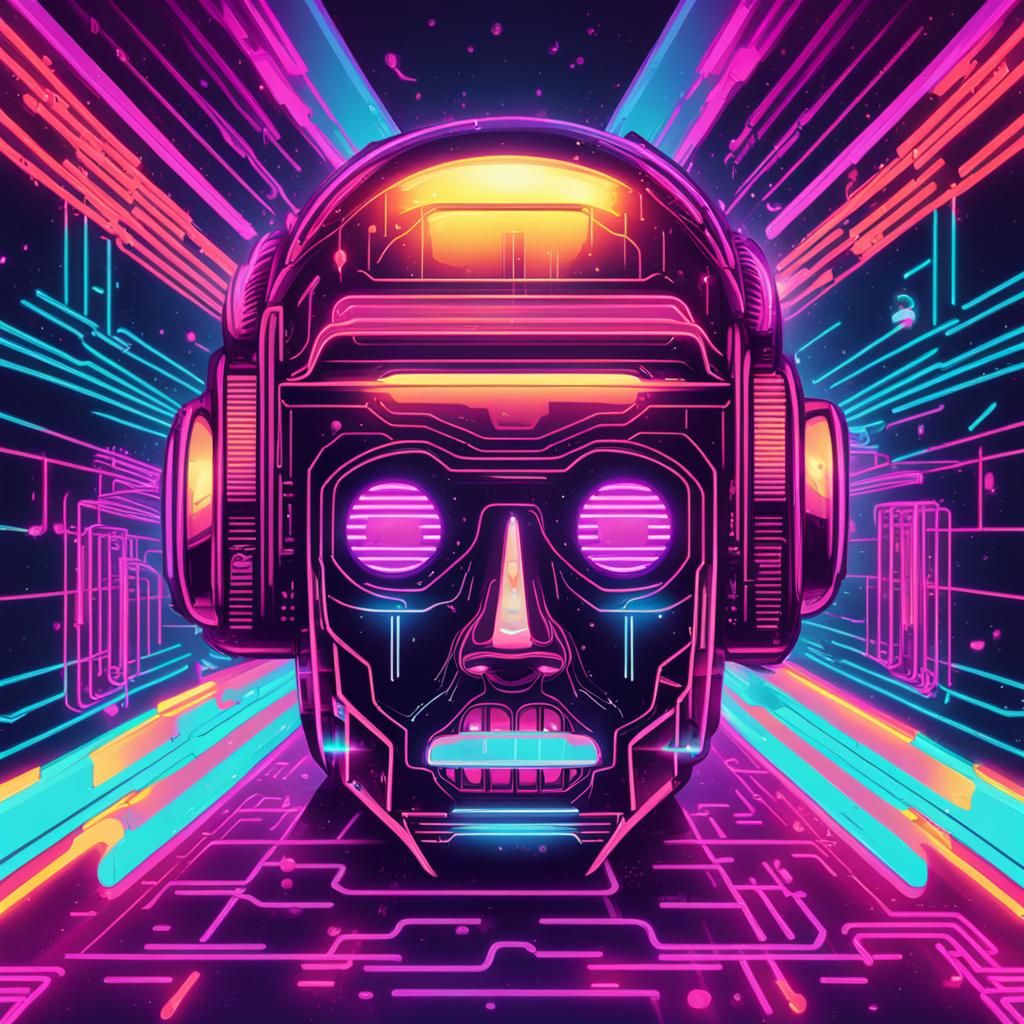 artificial intelligence machine learning synthwave neon retro - AI ...