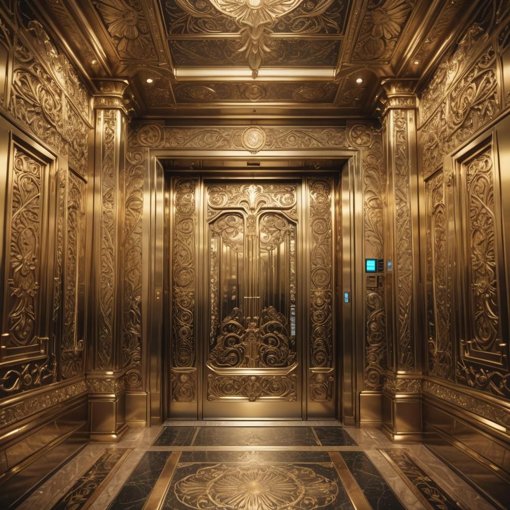 Ornate Art Deco Elevator in Photorealistic Detail