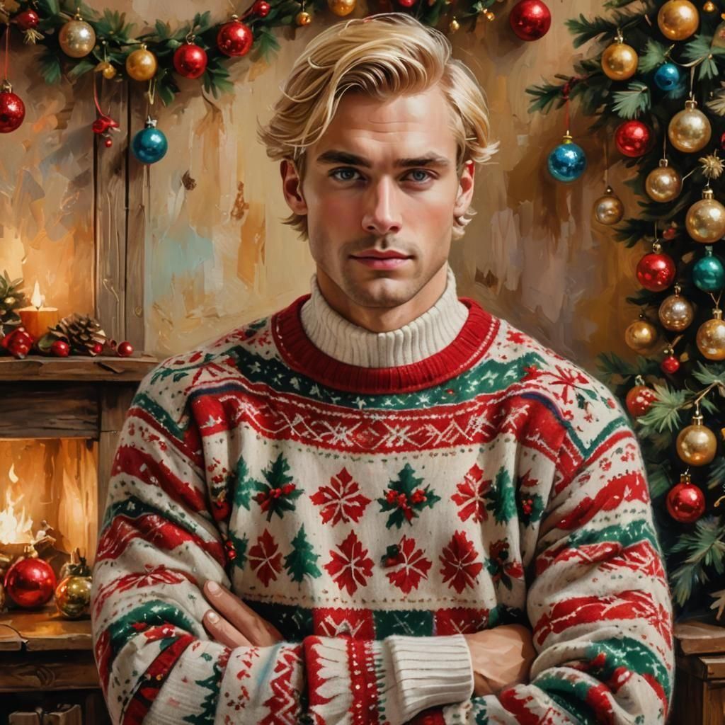 Handsome Man in Christmas Sweater  by @Astera