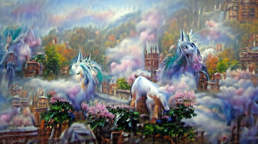 Unicorn ethereal fantasy hyperdetailed mist Thomas Kinkade