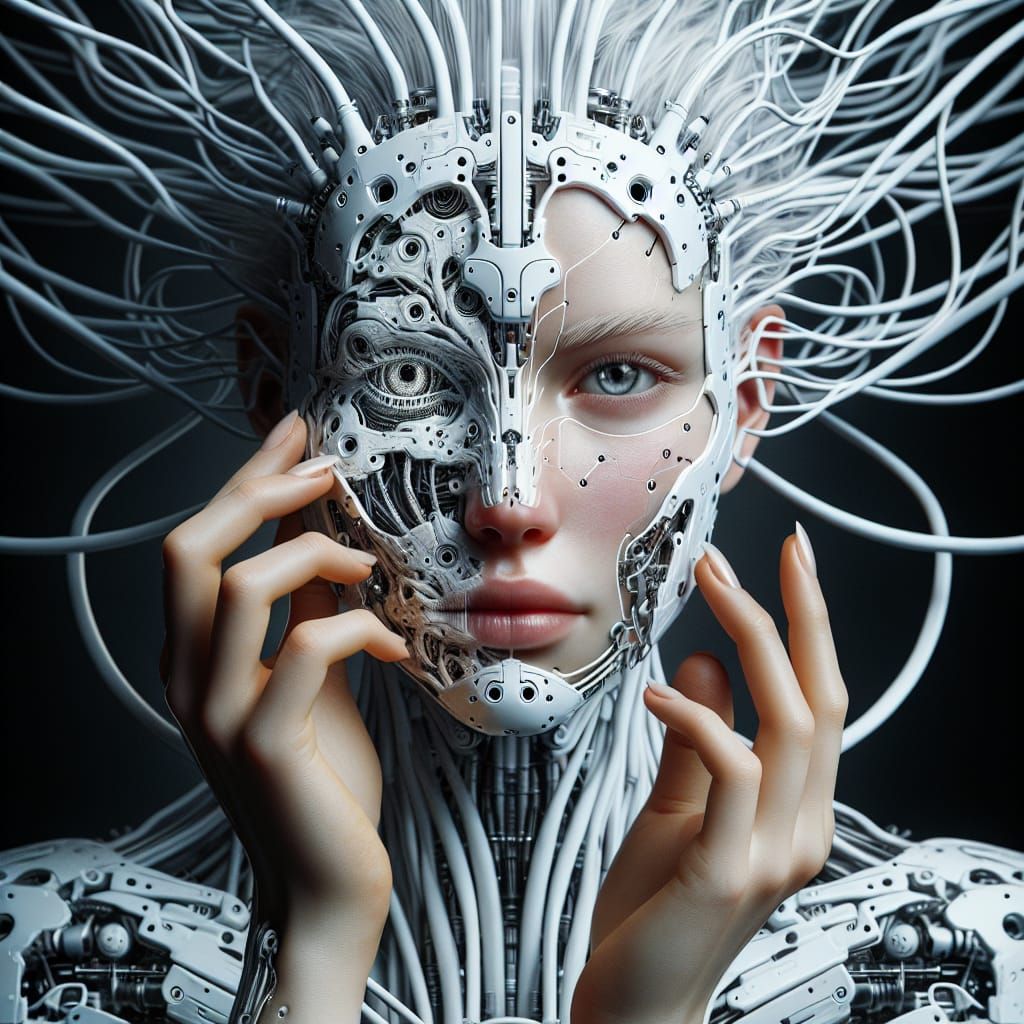 Cyberpunk Woman: Transformation into Hybrid Machine