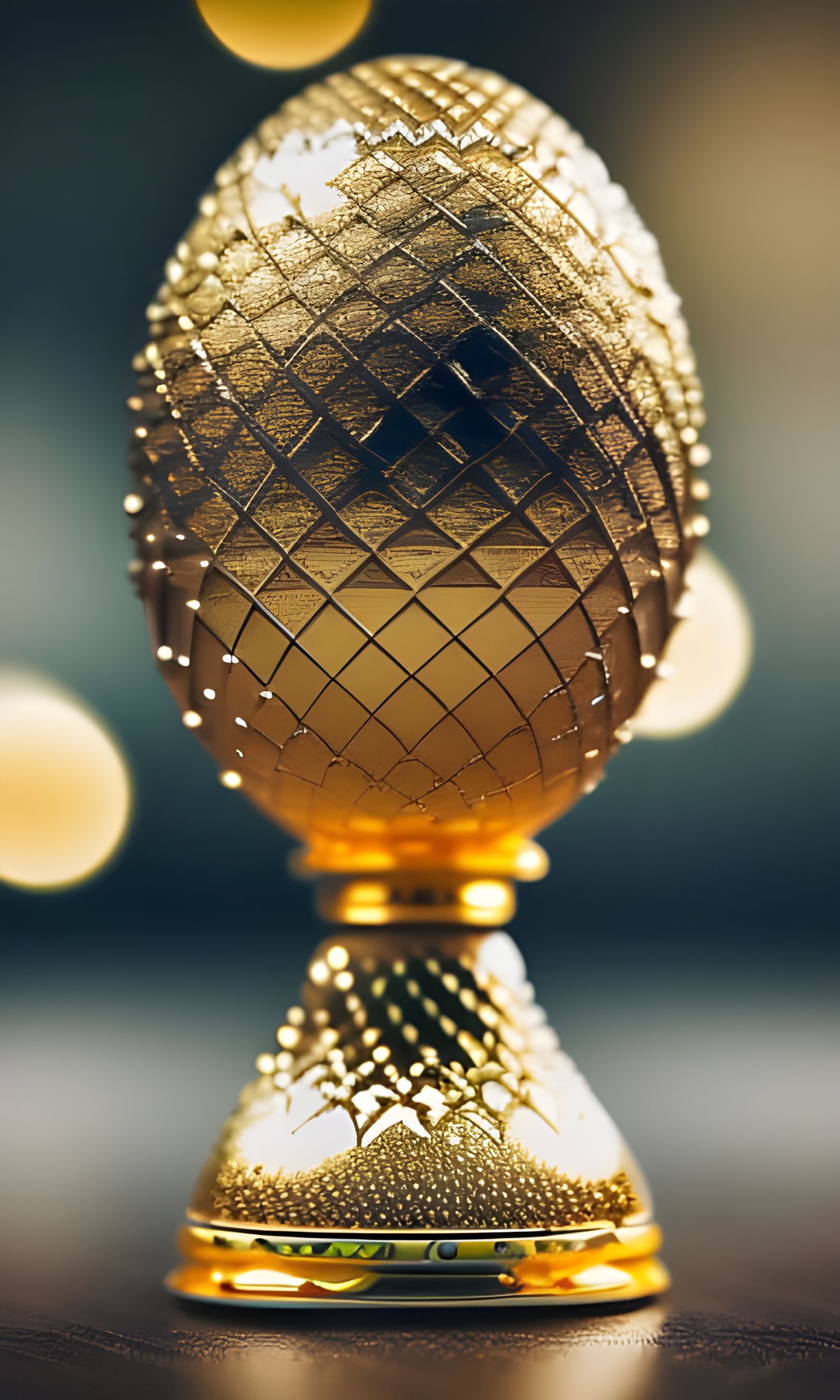 "Fabergé Style Russian Imperial Platinum, Gold & Diamond Ado...
