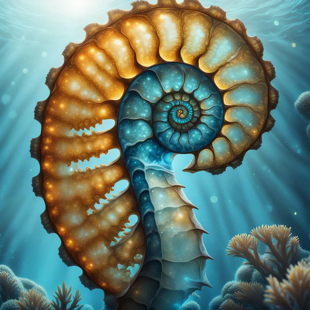 Bioluminescent Ammonite Creature - AI Generated Artwork - NightCafe Creator