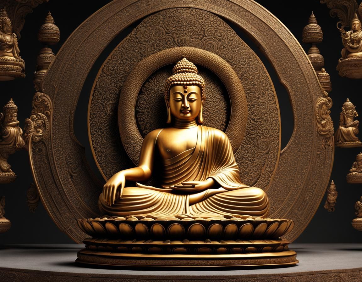 (Buddha during modern times exploring the world acquiring in...