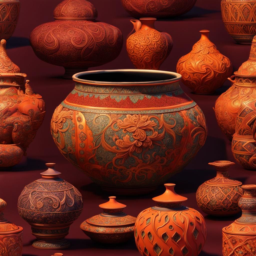 Clay pottery AI Generated Artwork NightCafe Creator