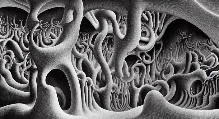 Surreal Staircase Descent: A Dark Masterpiece
