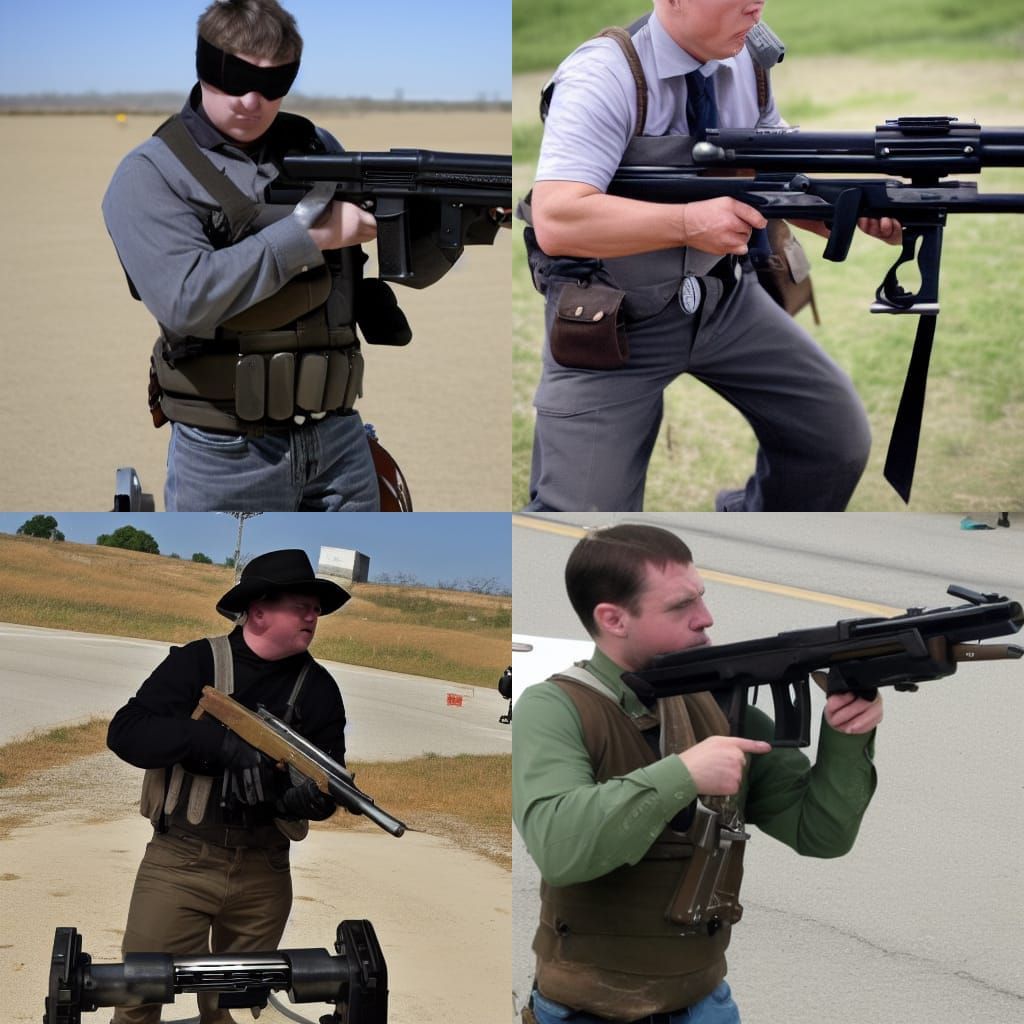 Dallas wields a machine gun