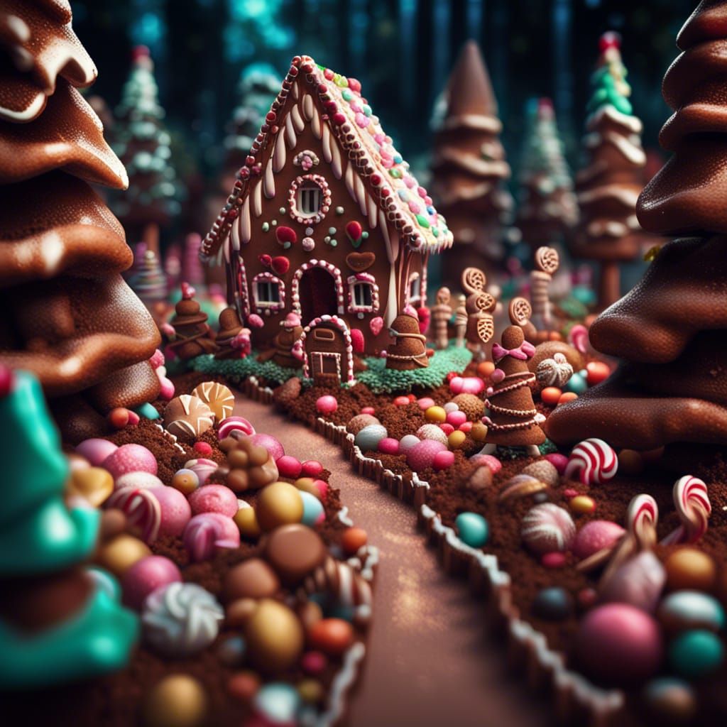 Candy forest with gingerbread people running around   by @EDITH CROSHAW