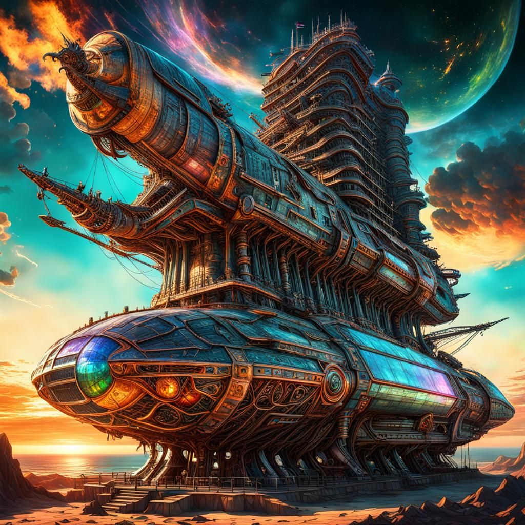 perfect Bioengineered futuristic colossal monumental intricate pirate ...