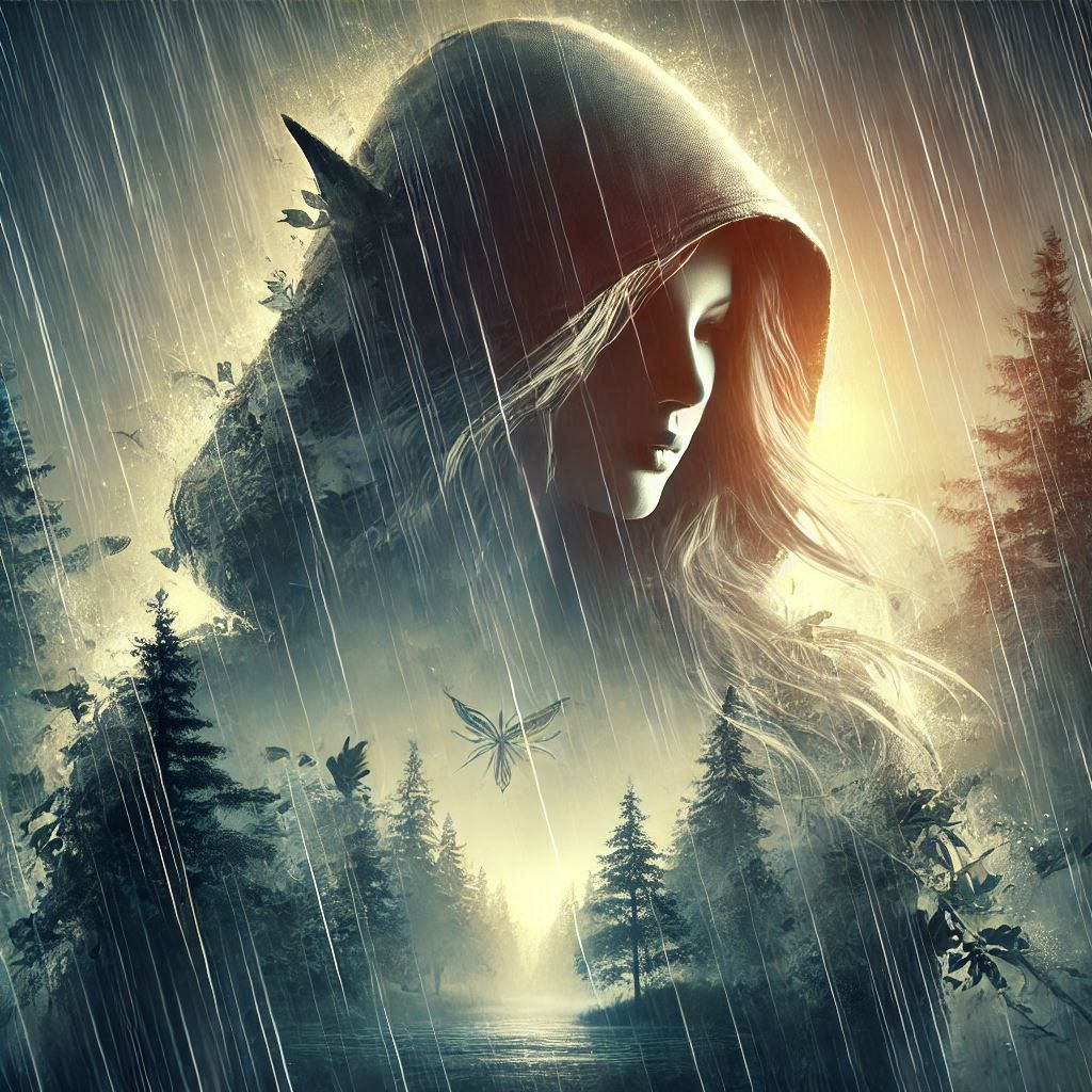 double exposure beautiful fantasy DALL-E 3 portrait landscape..