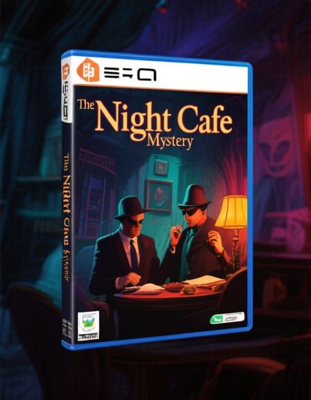 Packaging for a video game called "The Night Cafe Mystery" showing aspects of espionage and deceit. Full ...  by @rrruss