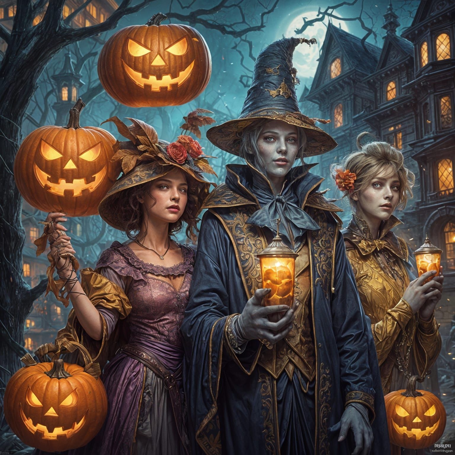 Monsters partaking in Halloween