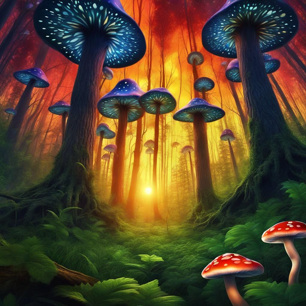 _Title_huge mushrooms in enchanted forest - AI Generated Artwork ...