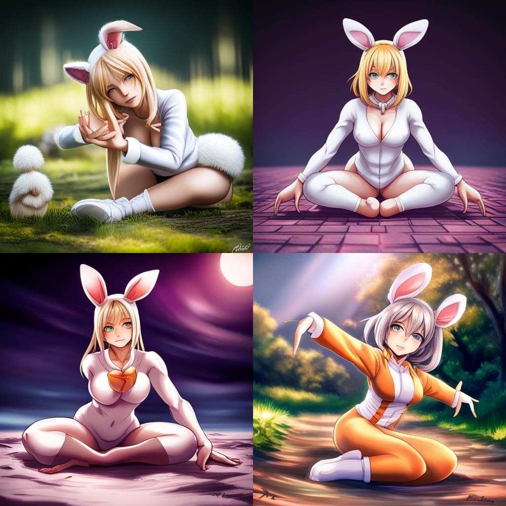 Girl 
Miruko from my hero academia in a bunny suit doing the...