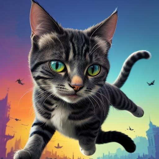 cats in the air flying