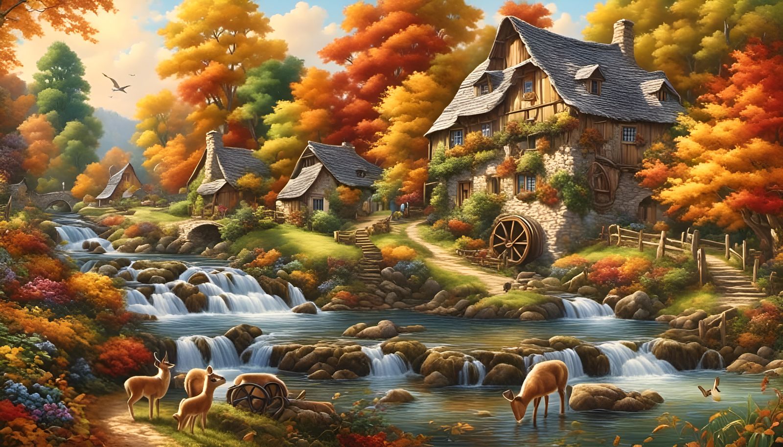 Water Mill in Autumn Colors AI Generated Artwork NightCafe Creator