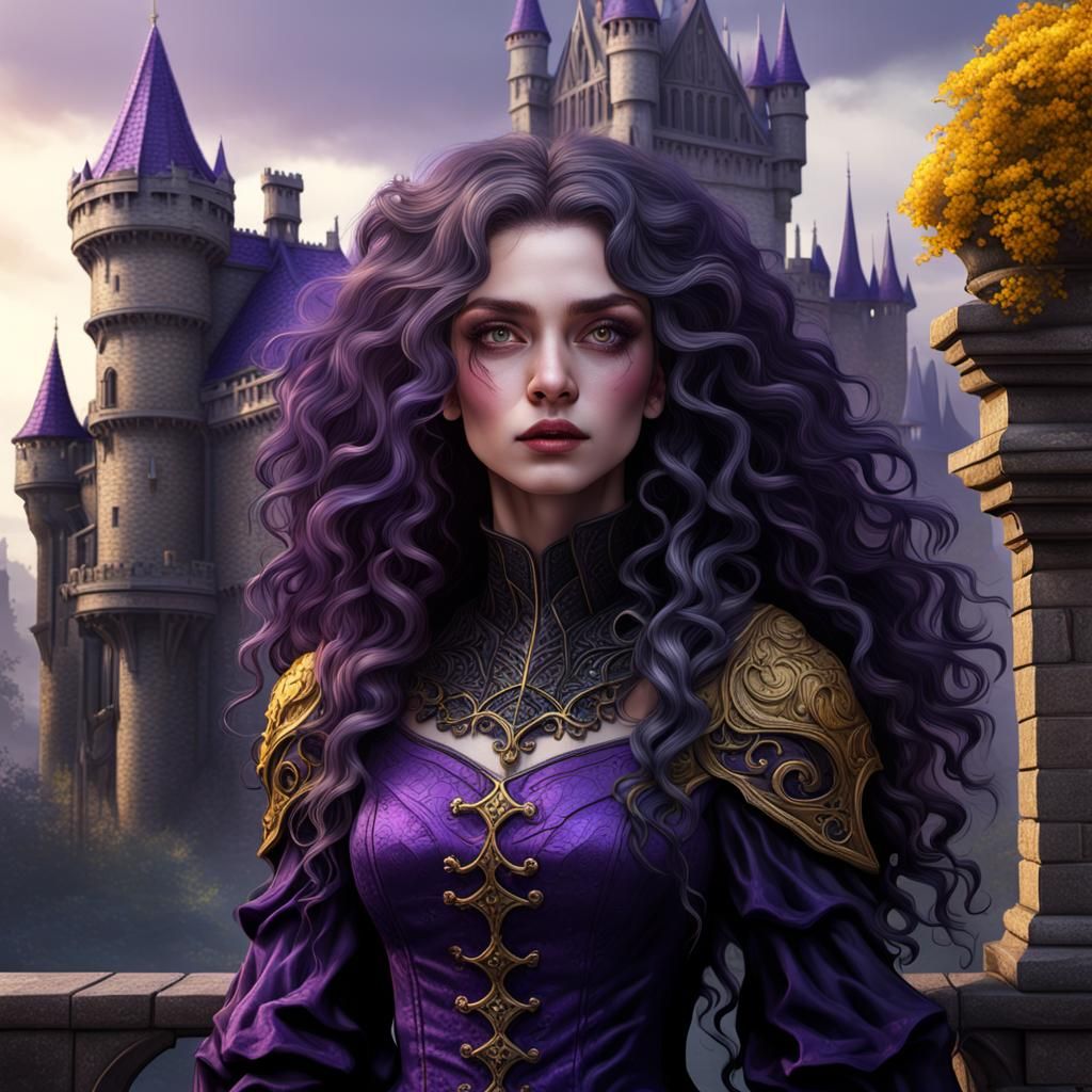 Gothic Woman in Dark Fantasy Castle Art