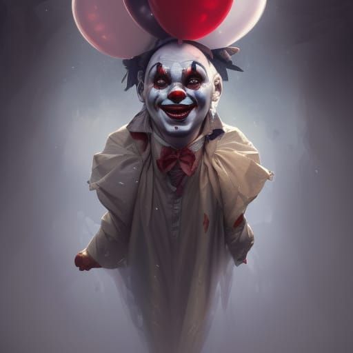 horror clown with ballon head and shoulders portrait, 8k resolution ...