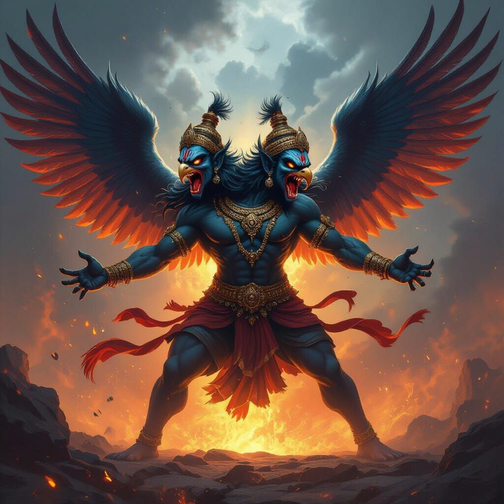 Ghandaberunda incarnation of lord Vishnu in ragefull form

