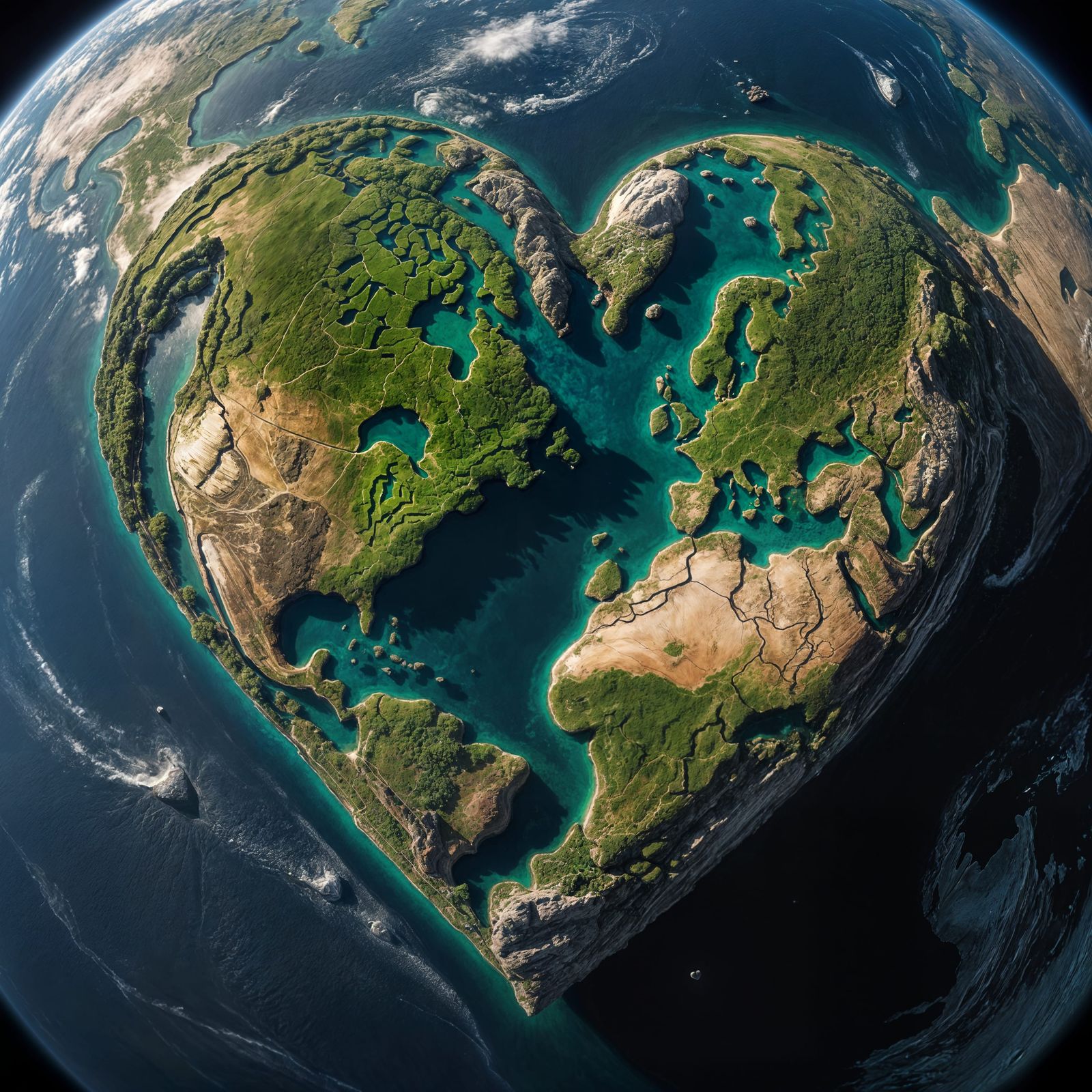Heart-Shaped Earth: Hyperrealistic HDR Image