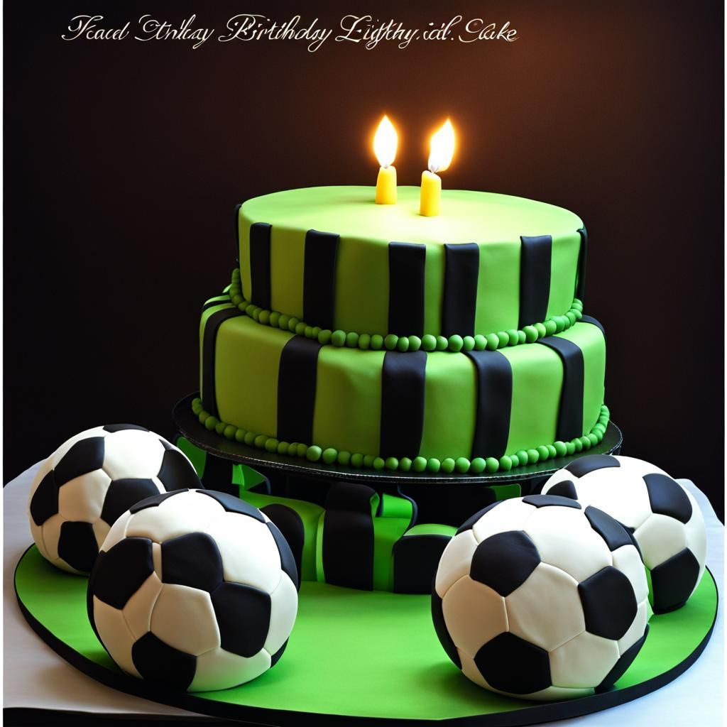 soccer ball birthday cake, perfect fondant, dynamic lighting...