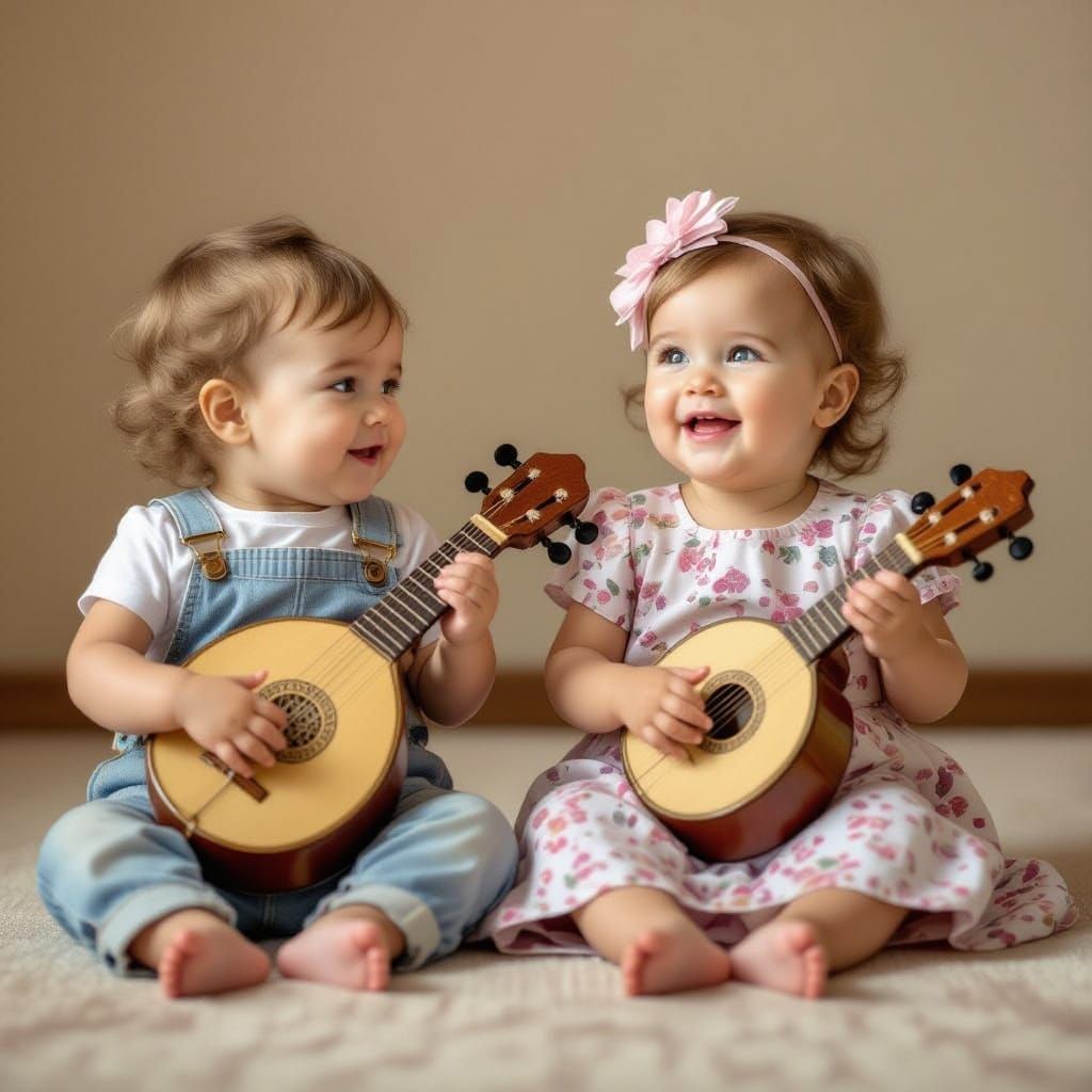 Two Babies Play Piano Together