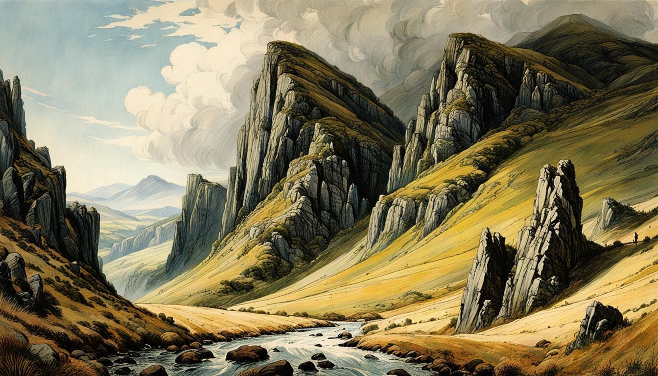 scottish hill country  by Arthur Rackham, Carne Griffiths an...