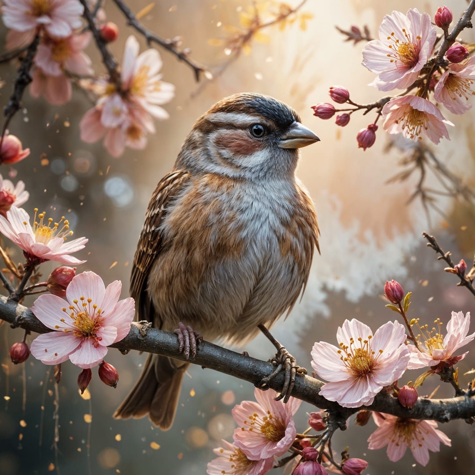First spring for a young house sparrow.   by @Dreamer in Hell
