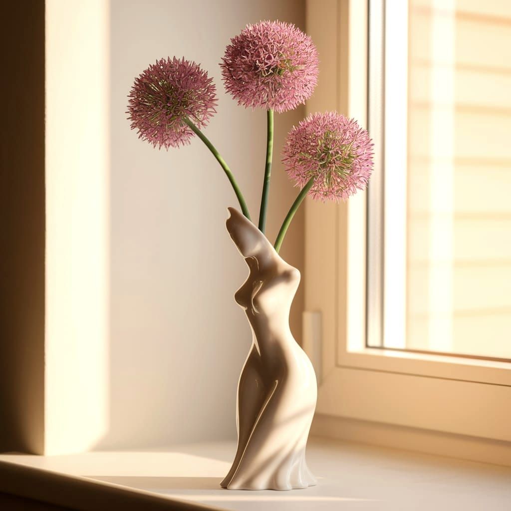 Vase with allium flowers  by @Sarati