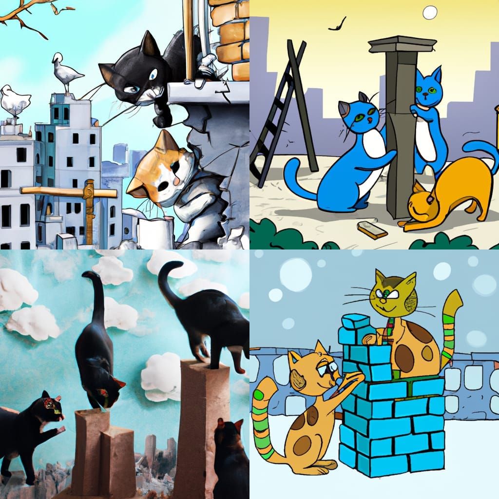 Cats building a city