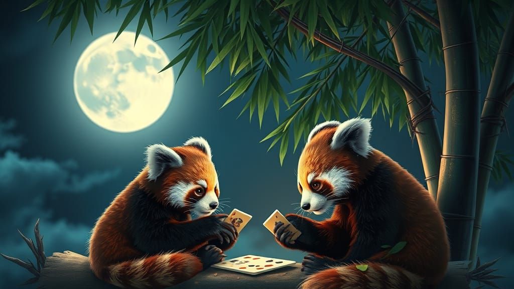 Red pandas by night