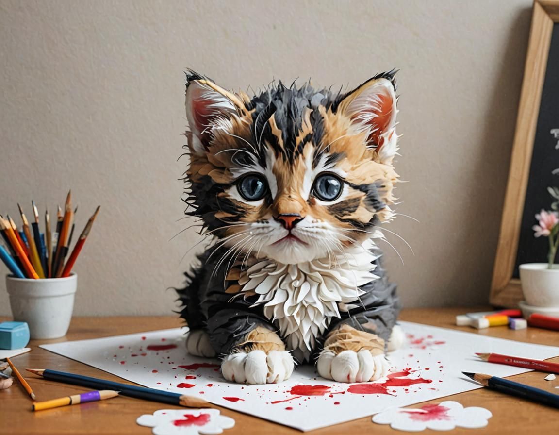 Kitty making a masterpiece