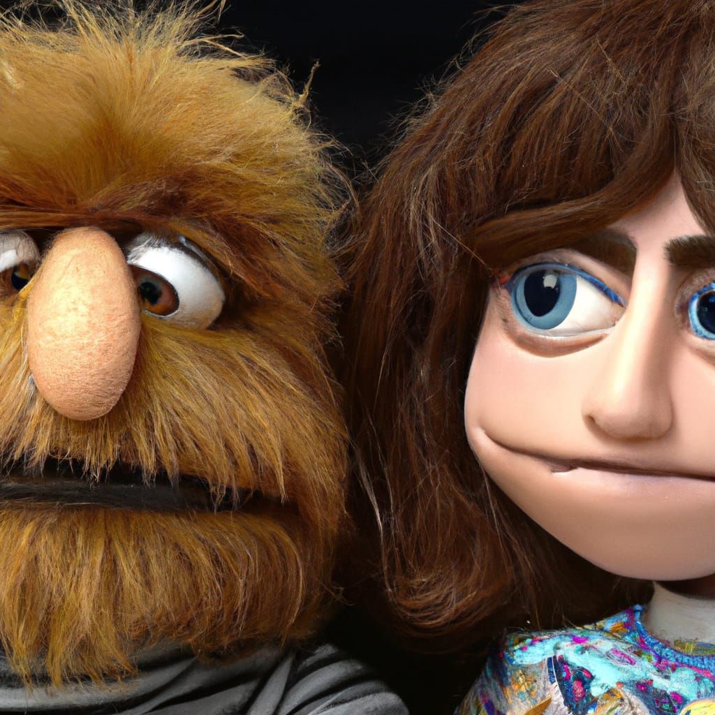 Frisk and Chara as muppets ultrarealistic hyperdetailed meticulous
