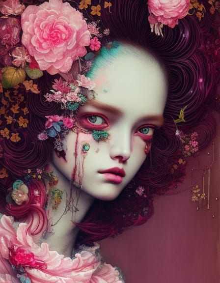 Beautiful Frilly Pink Floral Woman - Ai Generated Artwork - Nightcafe 