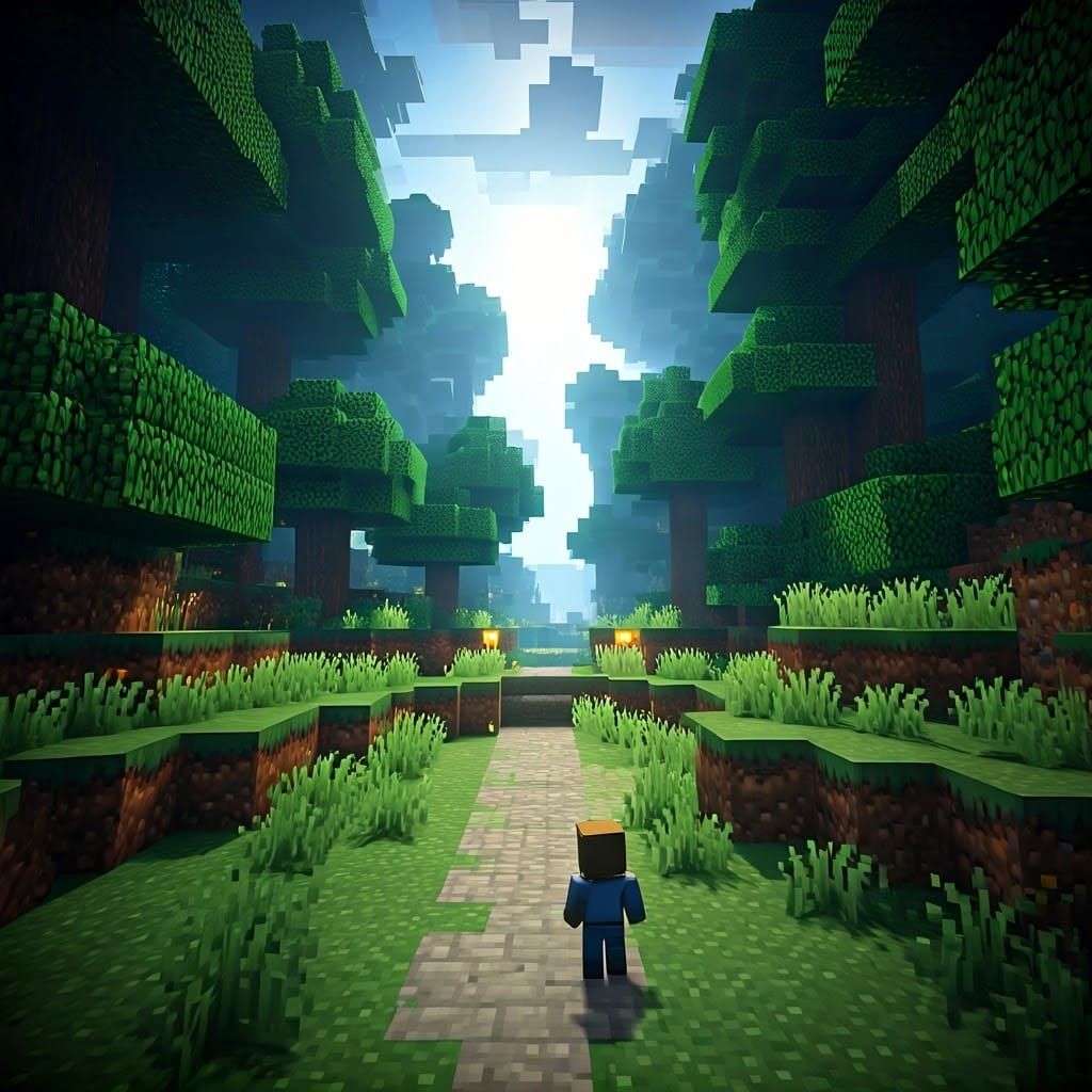 Steve lost in the forest.   by @Mad Piece Maker