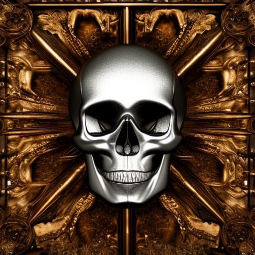 Metal skull with swords