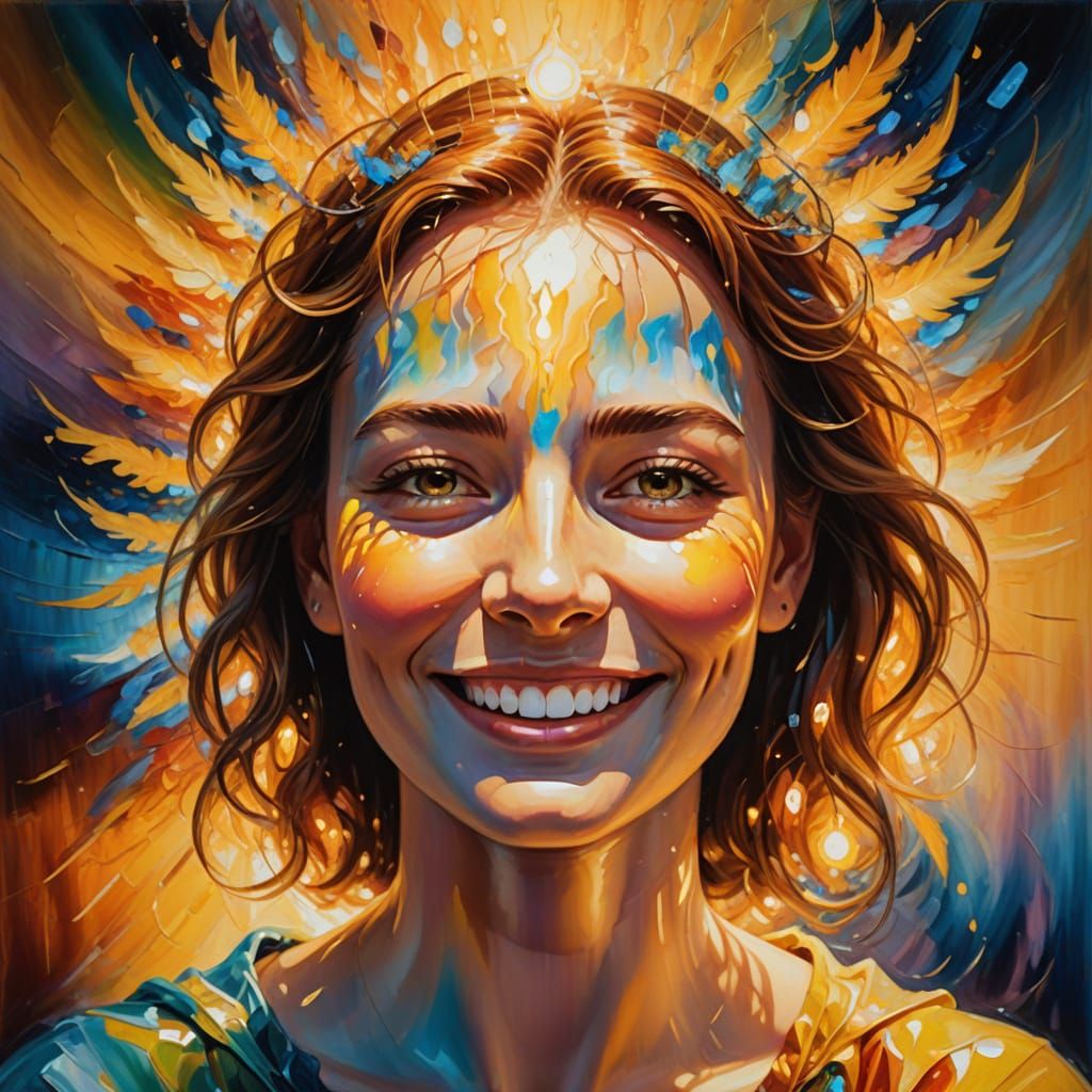 Divine Smiling Face Radiates Warmth and Kindness in Vibrant ...