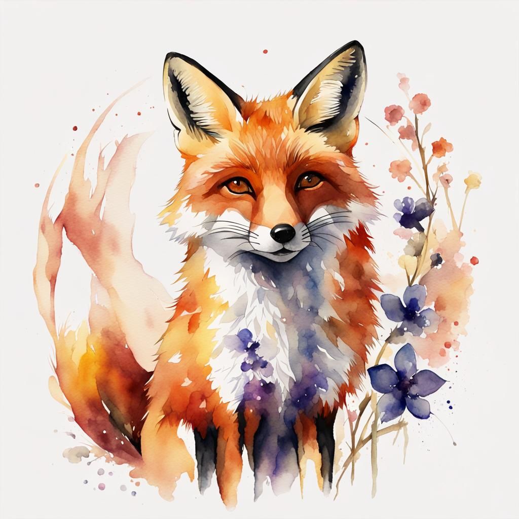 Watercolor Fox  by @Ellie_Valkyrie