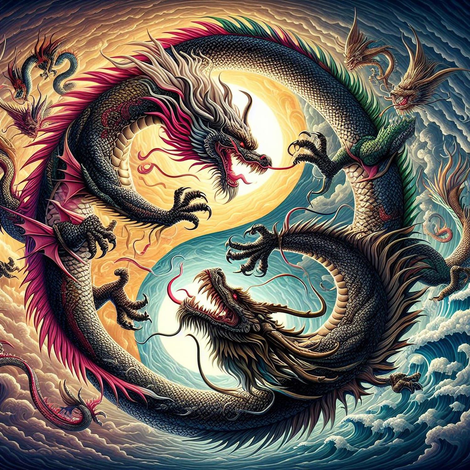 Ying Yang Dragons - AI Generated Artwork - NightCafe Creator