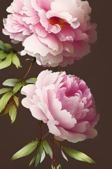 Pink Peony Flowers Watercolor Clipart Ai Generated, Pink, Peony