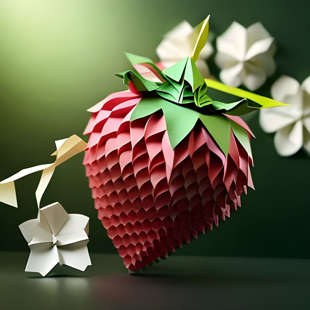 Origami strawberry - AI Generated Artwork - NightCafe Creator