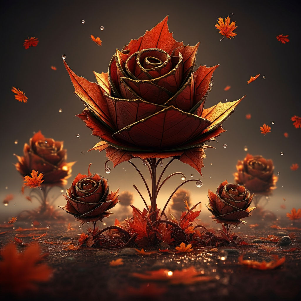 🍂 autumn landscape and leaf carving