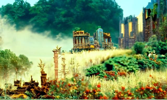 An ancient dystopian metropolis, surrounded by barren wastel...