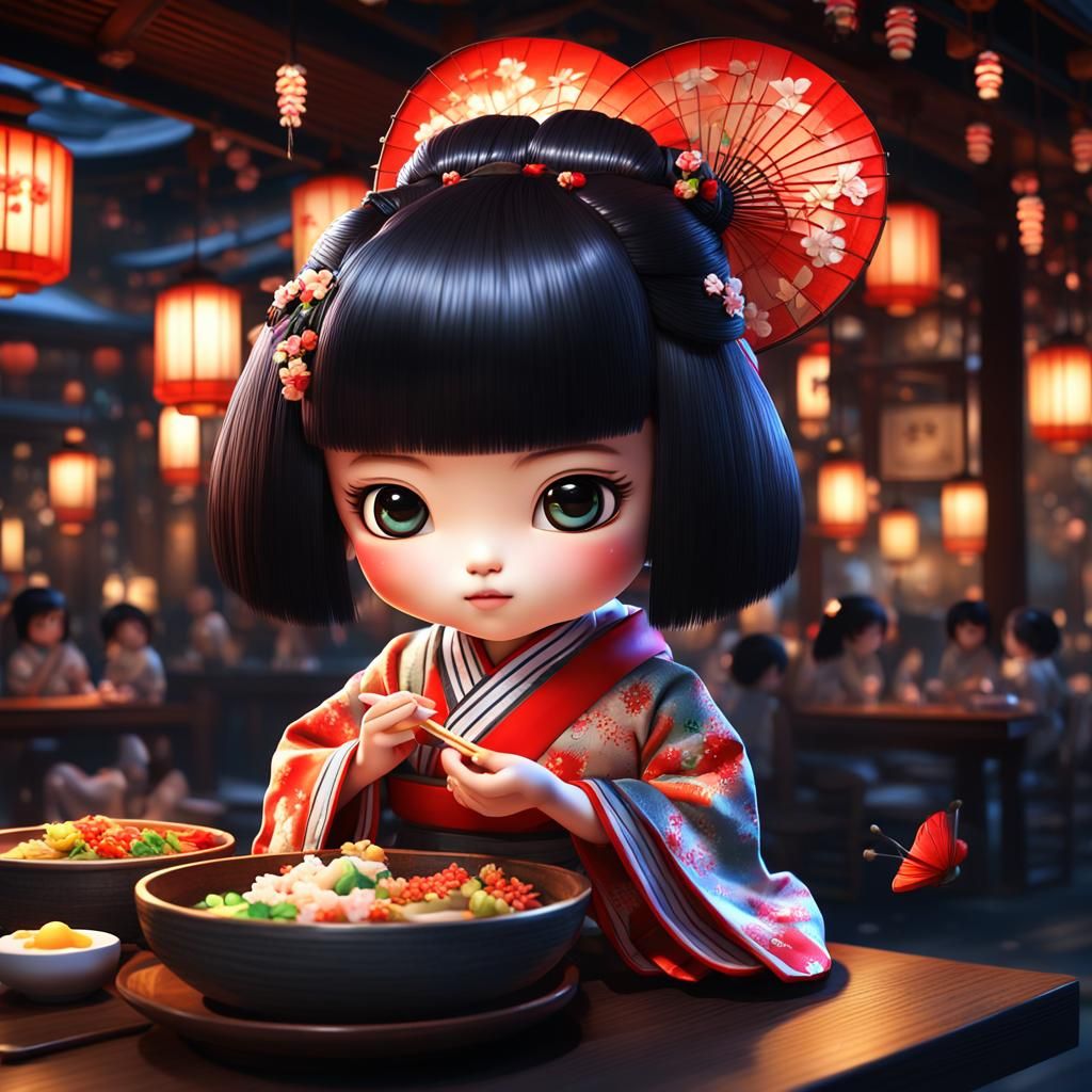 Chibi Geisha Girl - AI Generated Artwork - NightCafe Creator