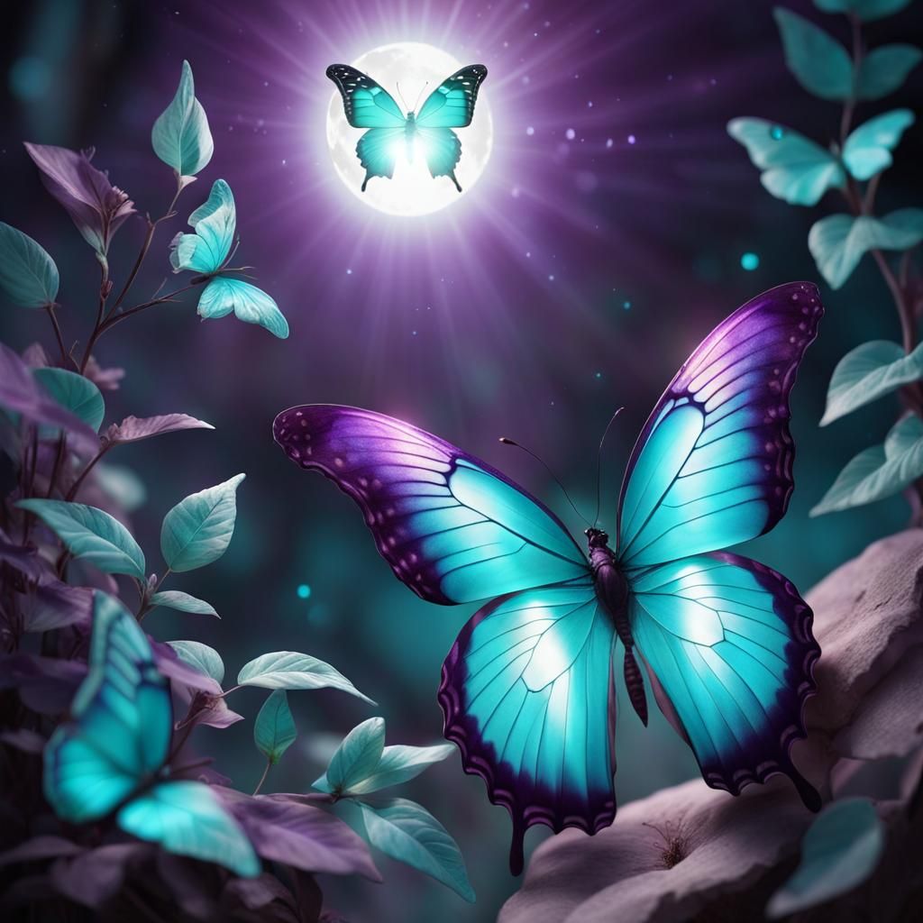 Butterflies in the moonlight - AI Generated Artwork - NightCafe Creator