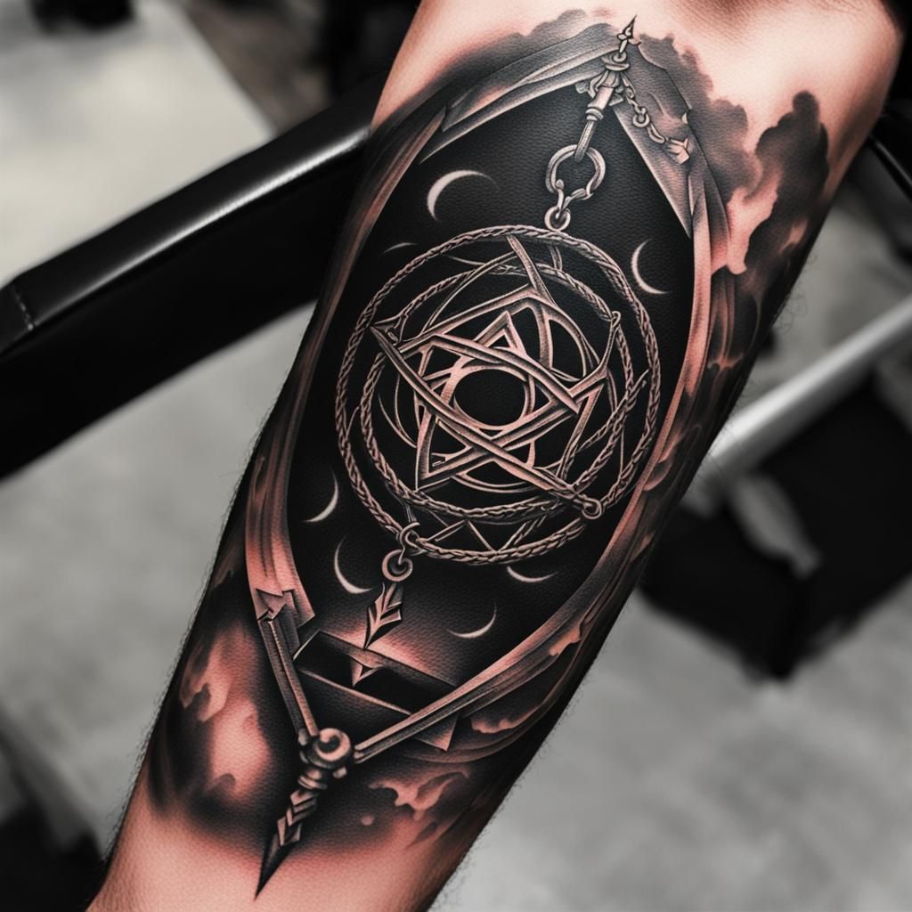 cursed magic mark chain tattoo on forearm 