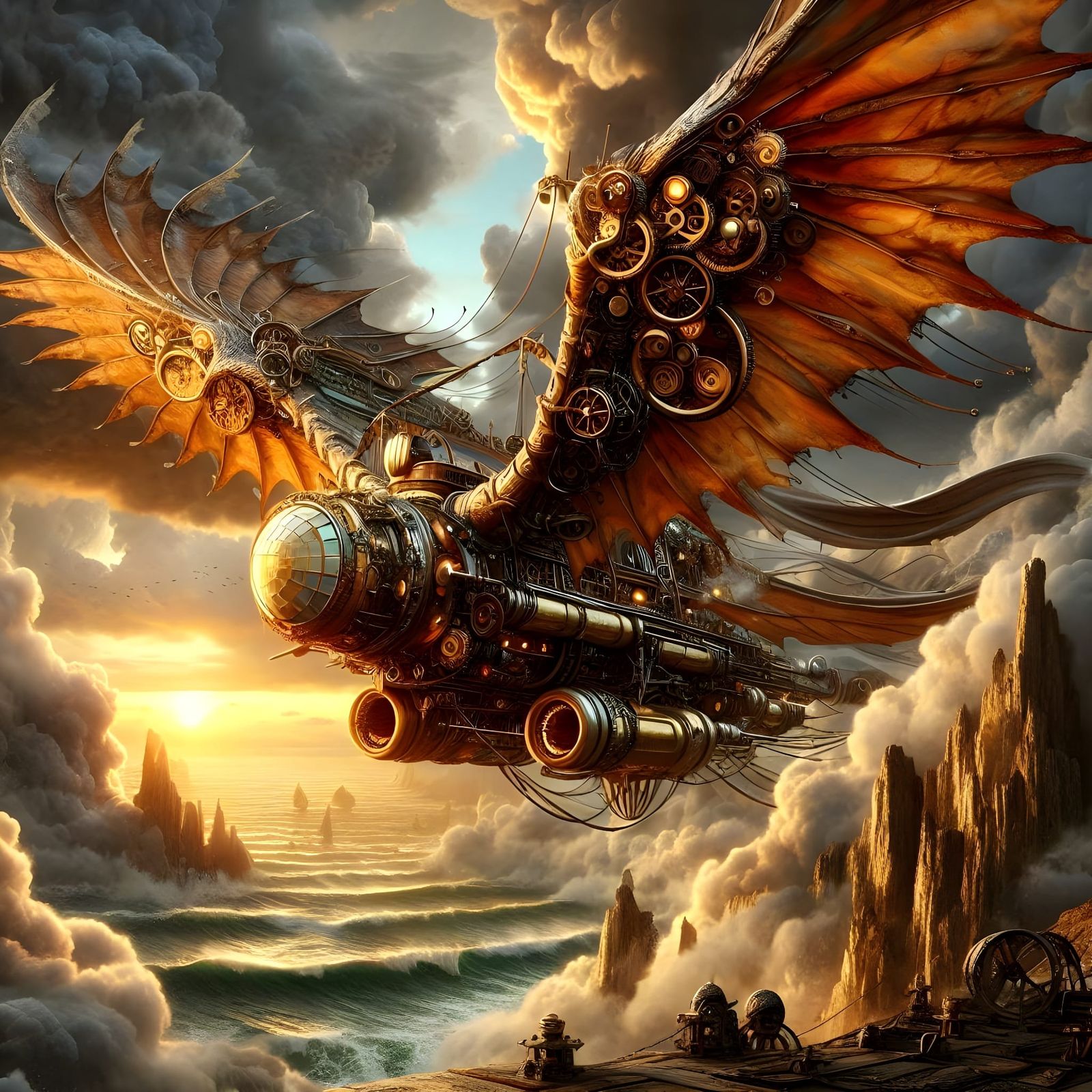 brassbird over the cliffs