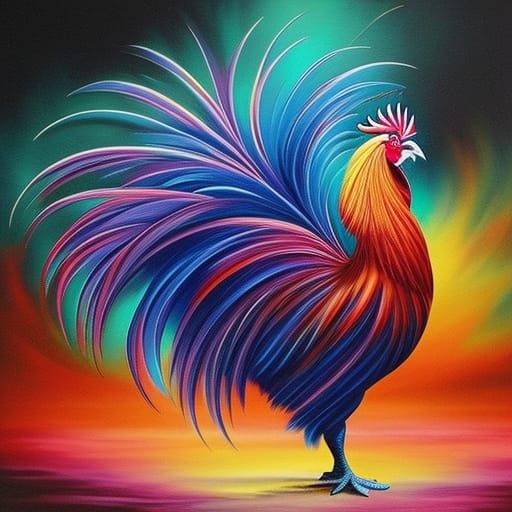 Rainbow Rooster - AI Generated Artwork - NightCafe Creator