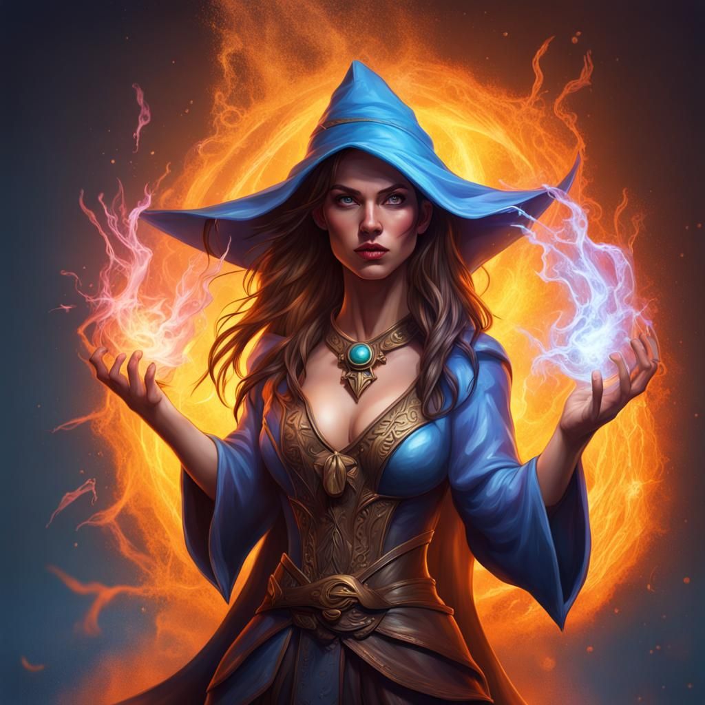 sorceress casting spell - AI Generated Artwork - NightCafe Creator